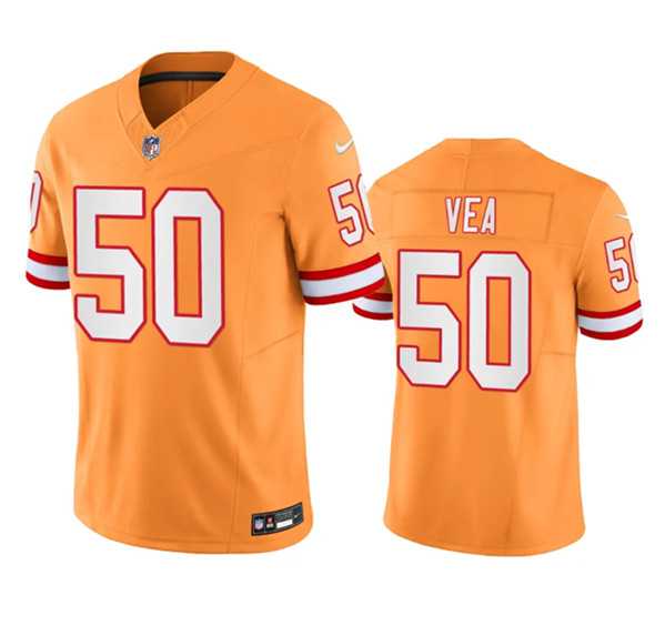 Mens Tampa Bay Buccaneers #50 Vita Vea Orange Throwback Limited Stitched Jersey->tampa bay buccaneers->NFL Jersey